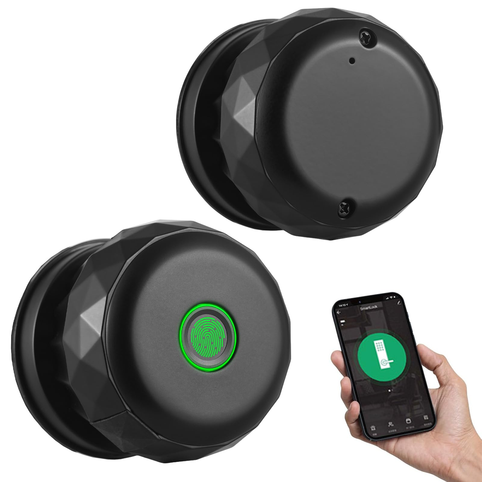 Smart Lock - Cerradura de puerta sin llave con mando a distancia de huellas dactilares, mando a distancia con aplicación TY, BT 3 en 1 con huella dactilar/llave/aplicación para 35 – 55 mm,