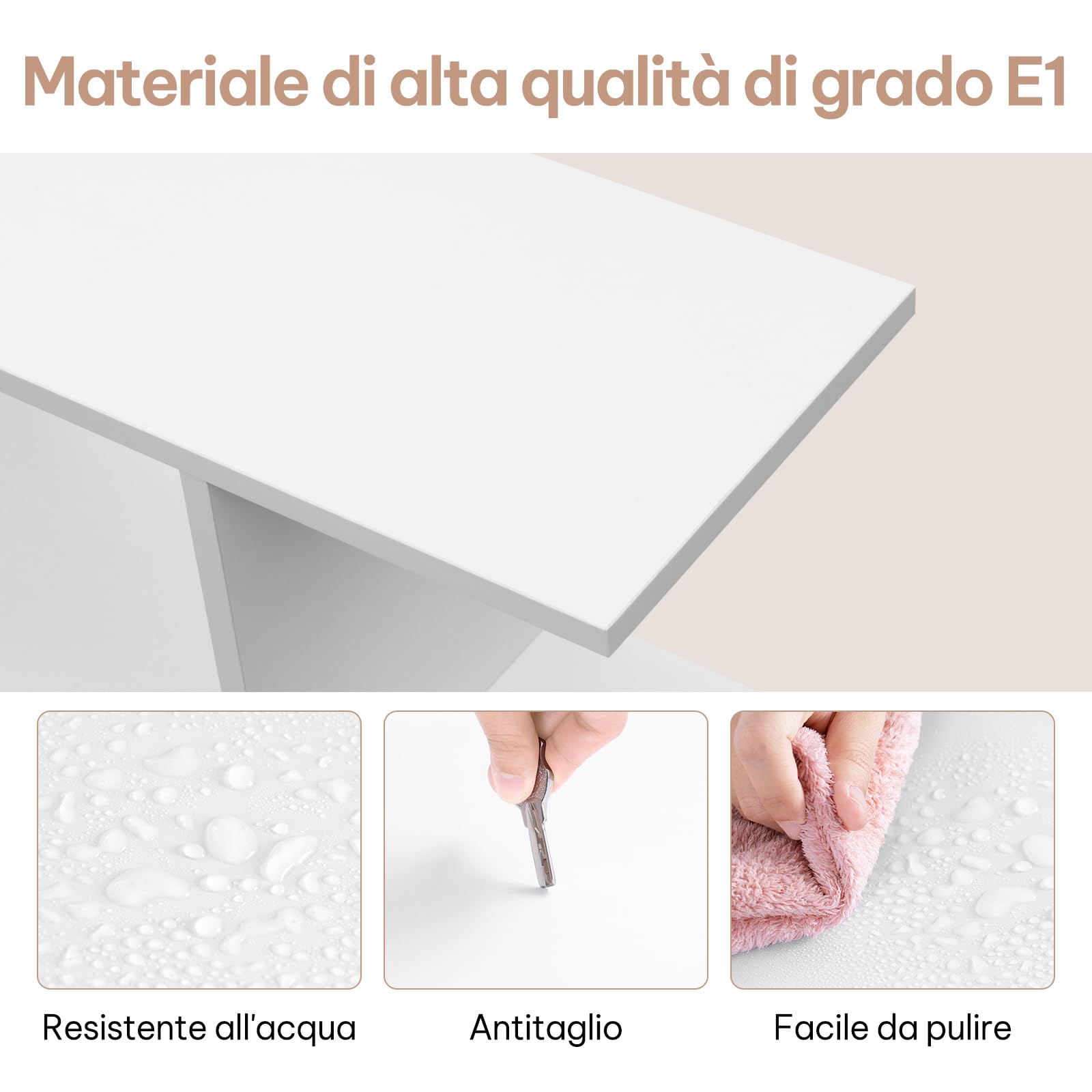eSituro Tavolino Salotto a Forma di S, Tavolino Laterale da Divano Moderno, per Soggiorno, Balcone, Studio, Camera da Letto, con 1 Ripiano Superiore e 4 Scomparti, Bianco