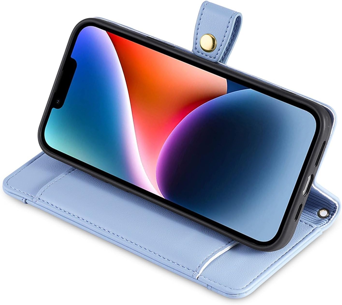 for VIVO X100 Pro Wallet Case with Card Holder, PU Leather Crossbody Magnetic Snap Flip Zipper Strap Phone Cover - Blue