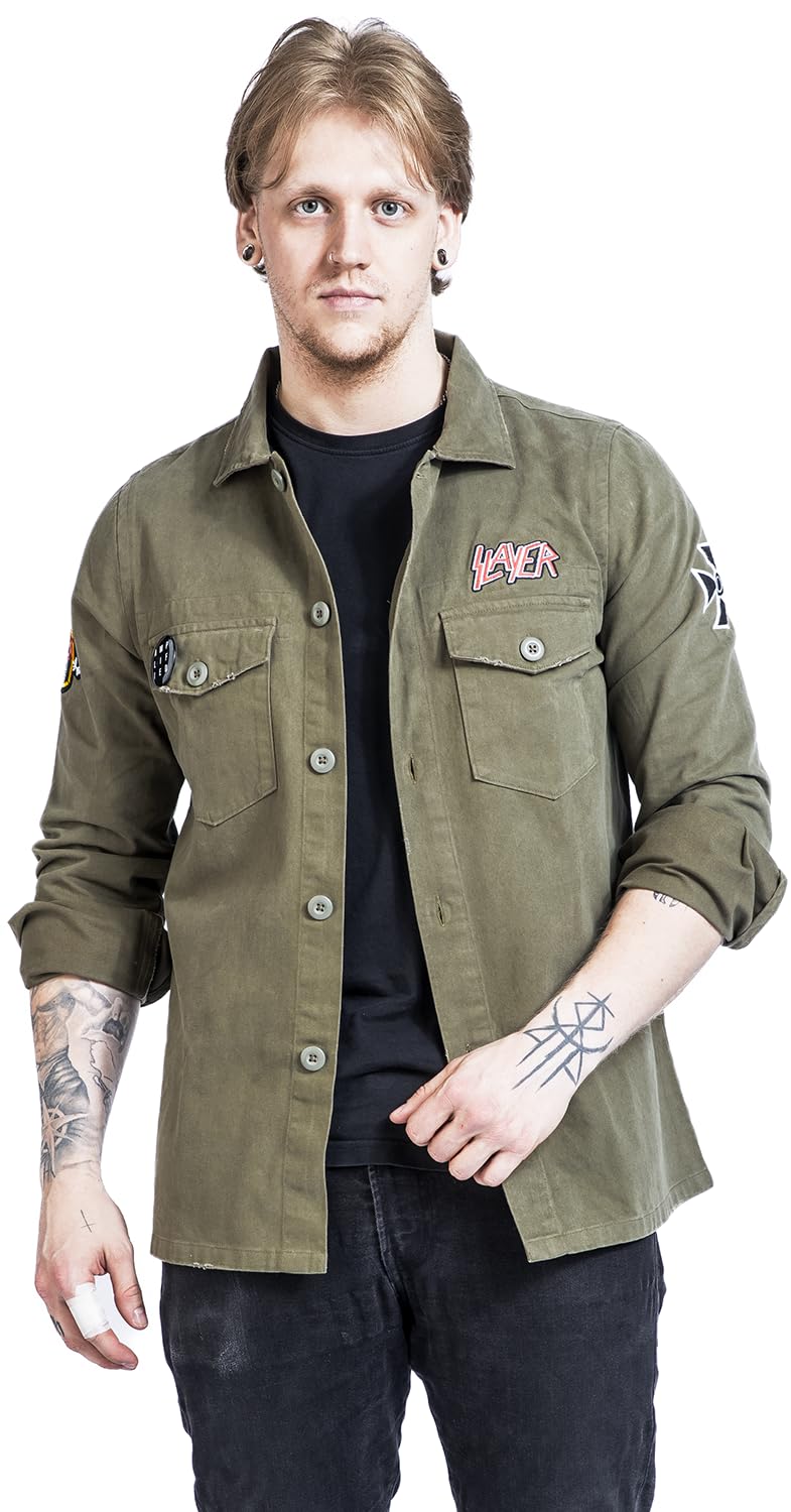 Slayer Amplified Collection Military Shirt - Shacket Männer Langarmhemd Khaki