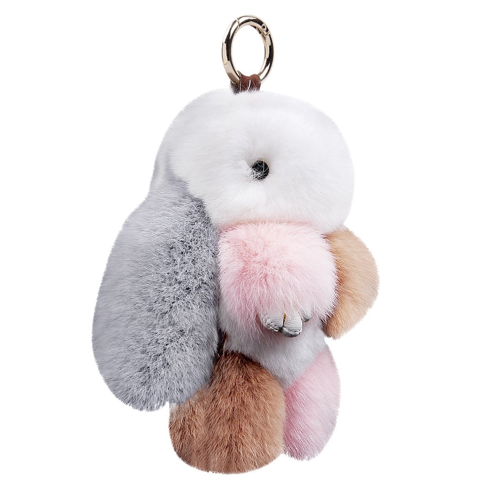 Easter Rabbit Bunny Fur Doll Key Chain for Women Bag Charms Plush Pom Pom Key Ring Cellphone Car Pendant