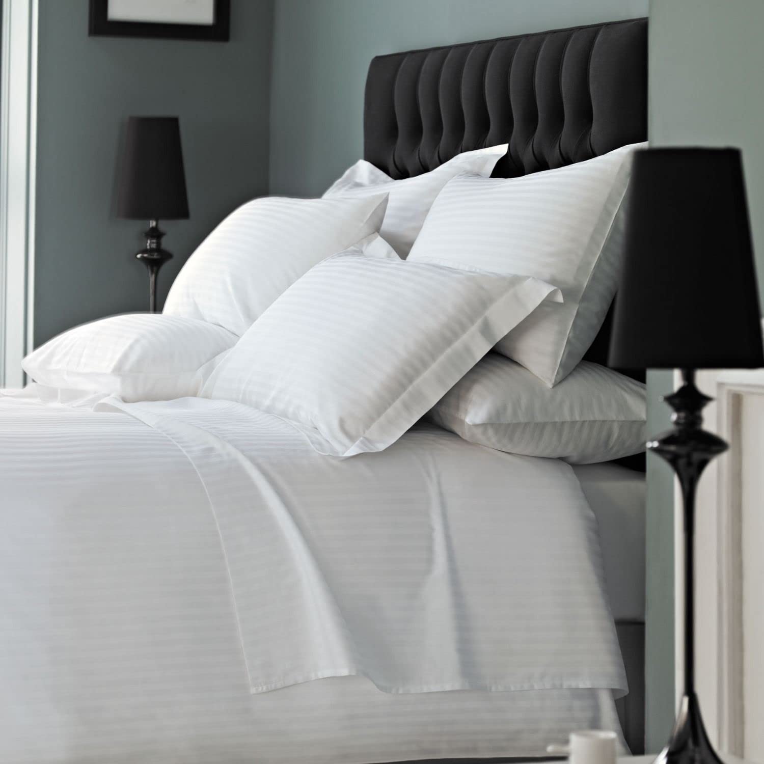 Vision Linens 100% Cotton 300TC Satin Stripe Pillowcase, Housewife
