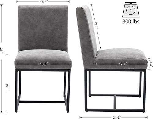 Miniatura 2 de VESCASA Juego de 2 sillas de comedor tapizadas de lino modernas sillas acolchadas de mediados de siglo con marco de metal cromado para restaurante