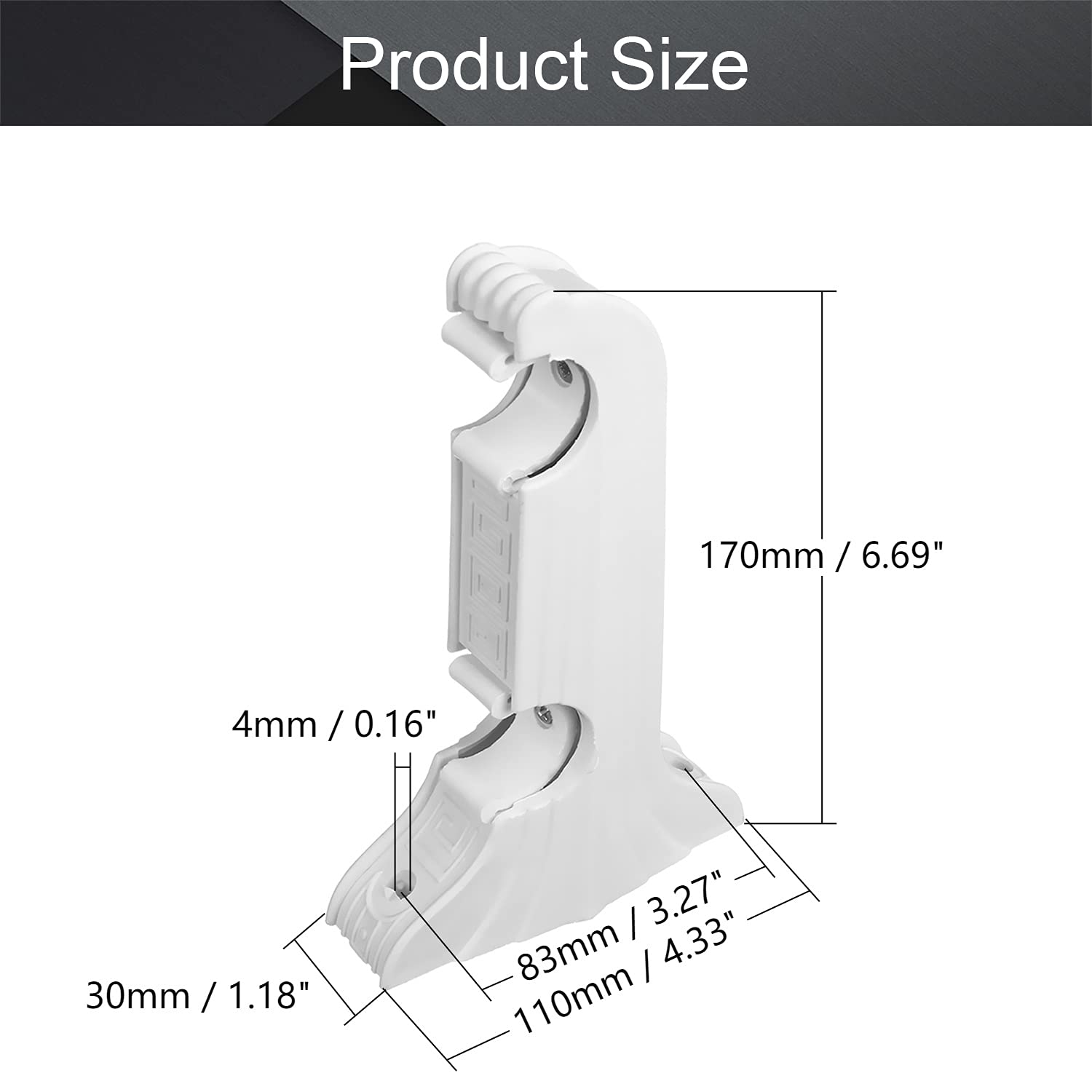 MroMax 2PCS Double Curtain Rod Brackets Window Blind Rod Holders for Home DecorationWhite Engraved