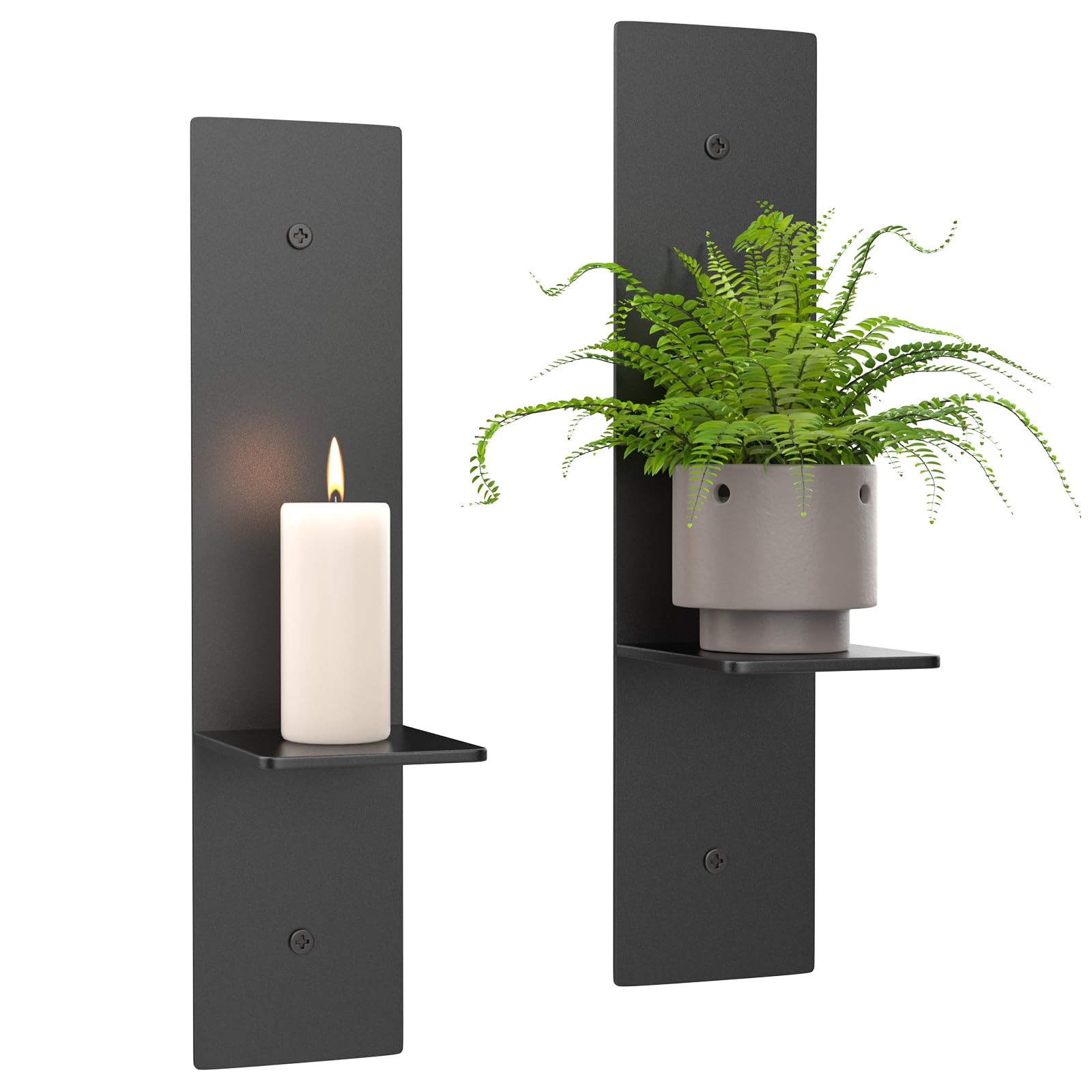 Wall Candle Sconces Set of 2,Ybenlld Modern Metal Rustic Candle Holder,Farmhouse Candle Sconce, Living Room Wall Decoration