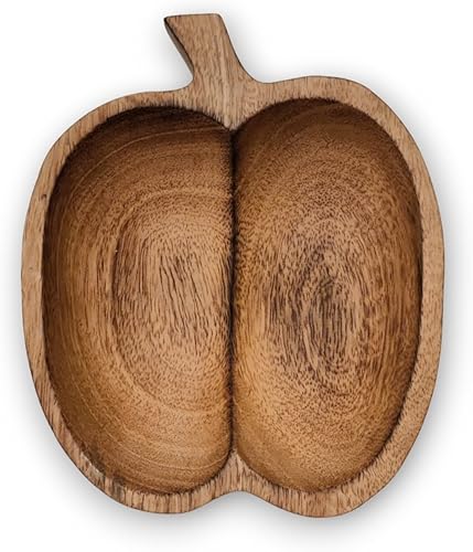 Miniatura 4 de BestySuperStore Bandeja de madera con forma de fruta de manzana marrón de 7 pulgadas de largo, hecha a mano, funcionales, coleccionables, vajilla de