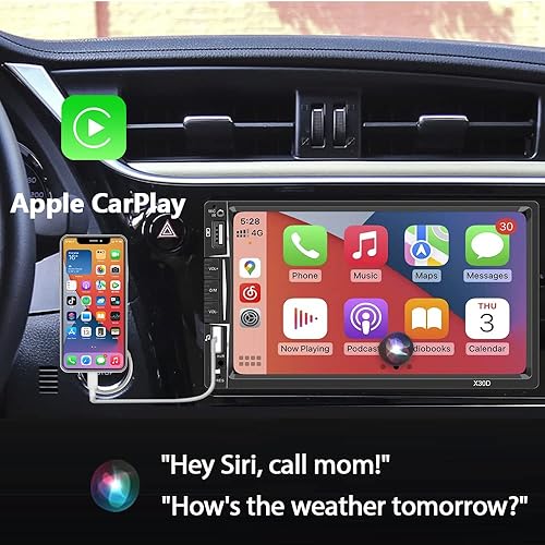 Miniatura 2 de Estéreo de coche doble DIN de 7 pulgadas con Apple CarPlay y Android Auto, radio de pantalla táctil HD CLD con 2 puertos USB Bluetooth 5.0 y cámara
