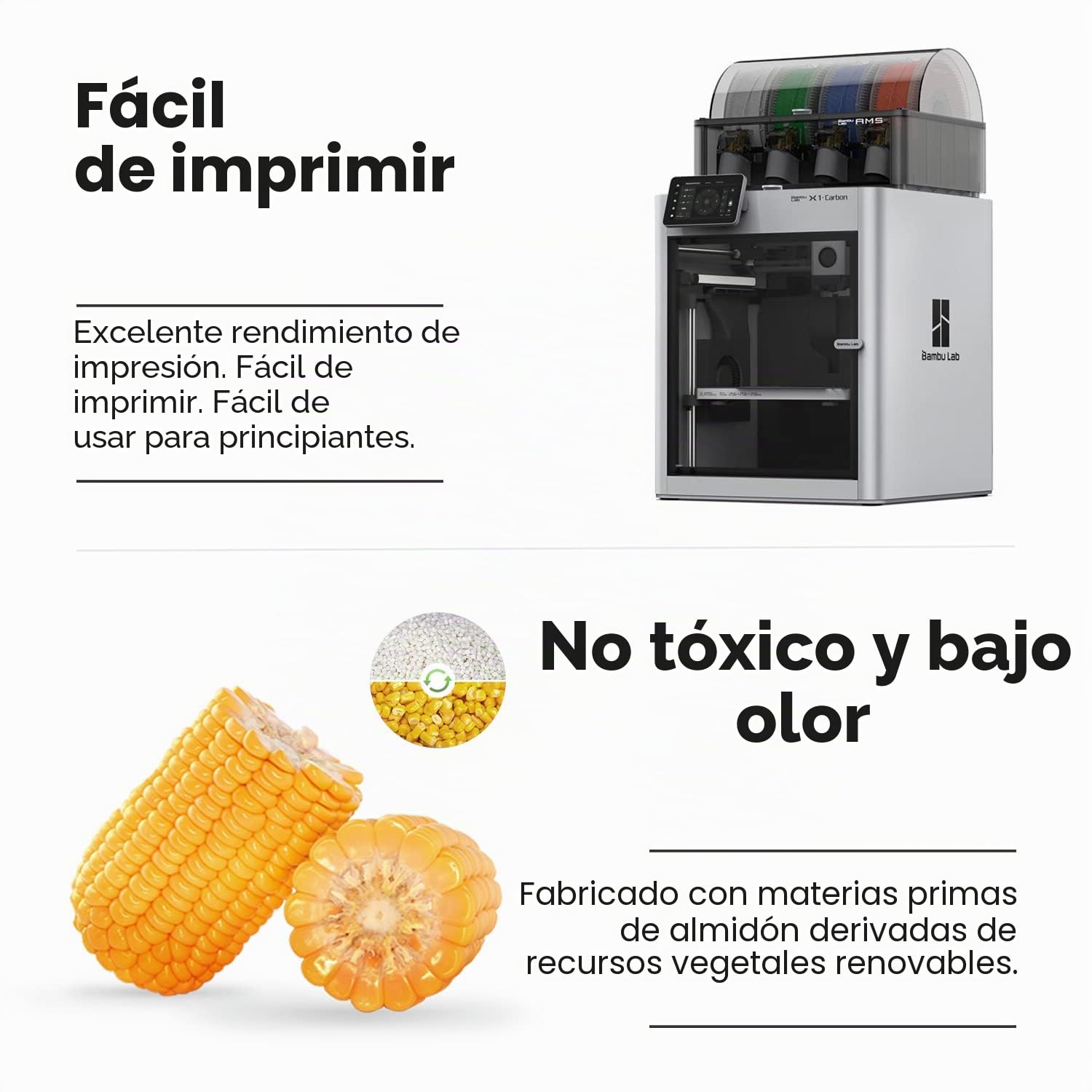 eSUN Filamento PLA 1.75mm 1KG Carrete Precisión Dimensional +/- 0.03mm Amarillo