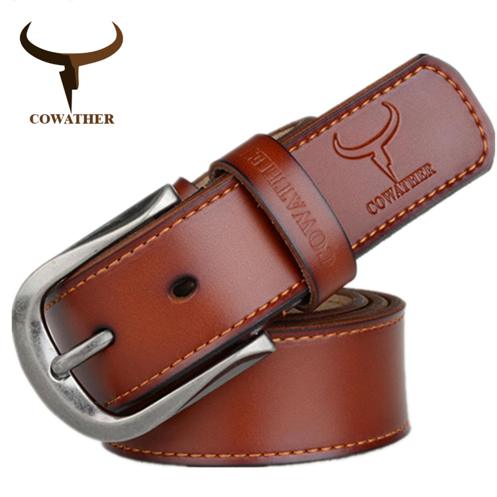 TsoLay Cintura di Cuoio Cintura da Uomo con Fibbia per Perno di Moda, Cintura in Pelle retrò A Tre Colori Maschile, Cintura per Jeans A Cintura di Business