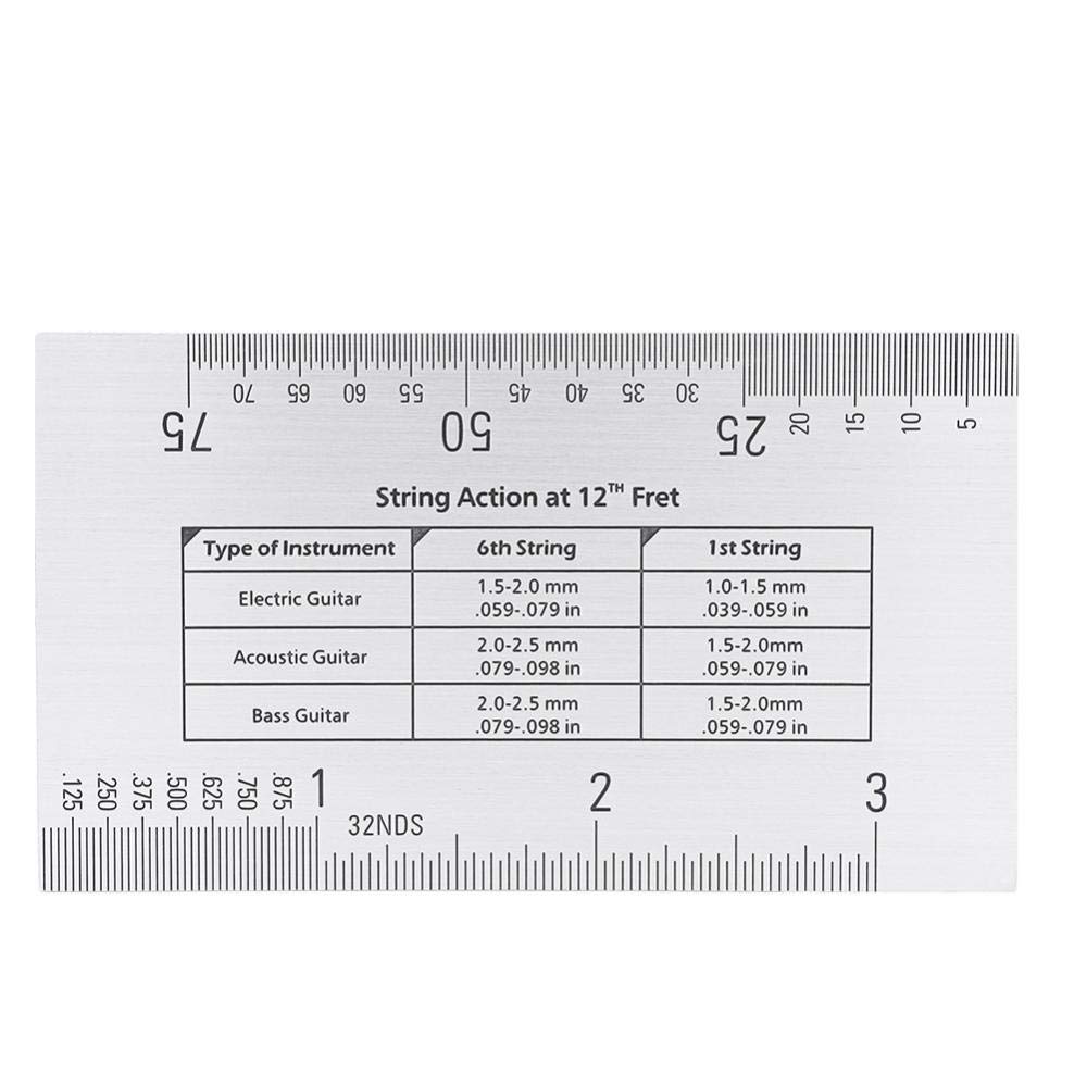 Jauge Action Corde Règle Double Face Guitare Outil De Mesure de manche pour guitare basse électrique