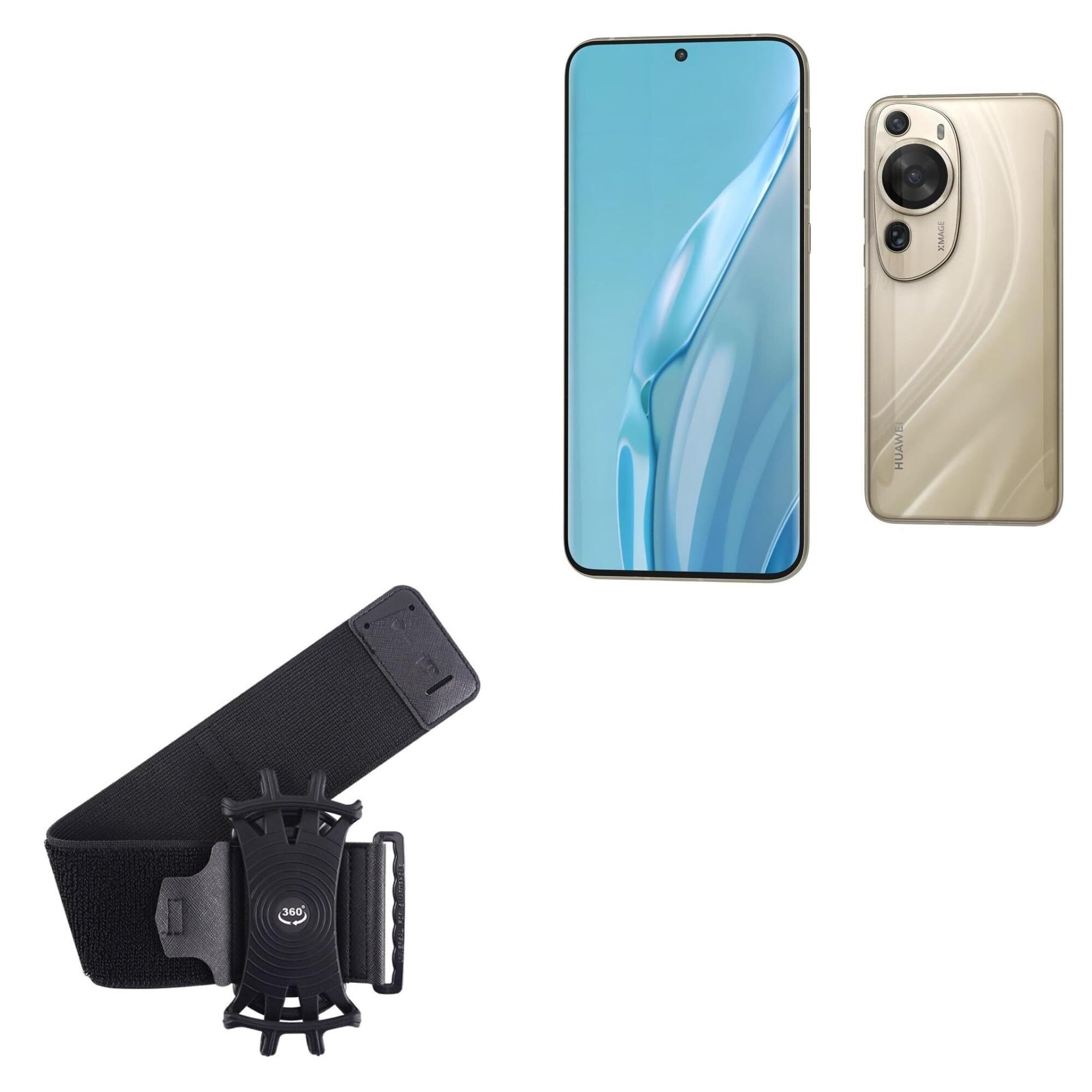 BoxWave Holster Compatible with Huawei P60 Art - ActiveStretch Sport Armband, Adjustable Armband for Workout and Running - Jet Black