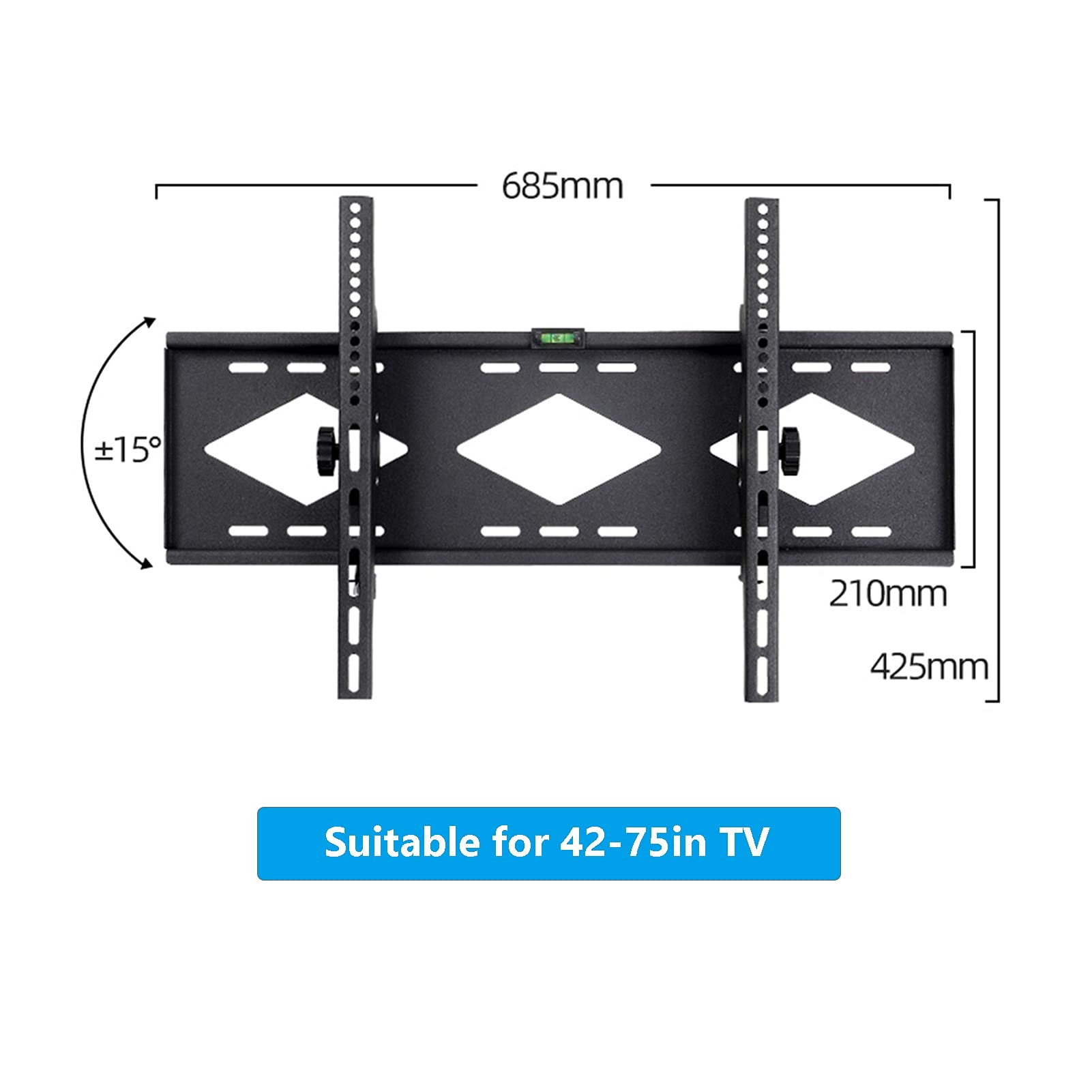 LIU- Soporte De Pared Inclinable para TV con Diseño De Perfil Bajo para Televisores De 42 "- 75", Ajuste De Inclinación De 15 °, Carga De 100 Libras, VESA Máximo 600x400 Mm