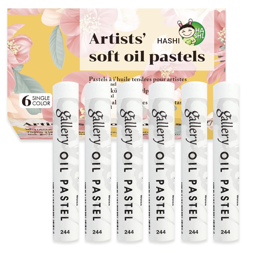 Sponsored Ad - HA SHI Professional White Oil Pastels, 6 Sticks, Soft Art Supplies for Artists, Creamy Texture for Blending, Non-Toxic Drawing Media for Adults