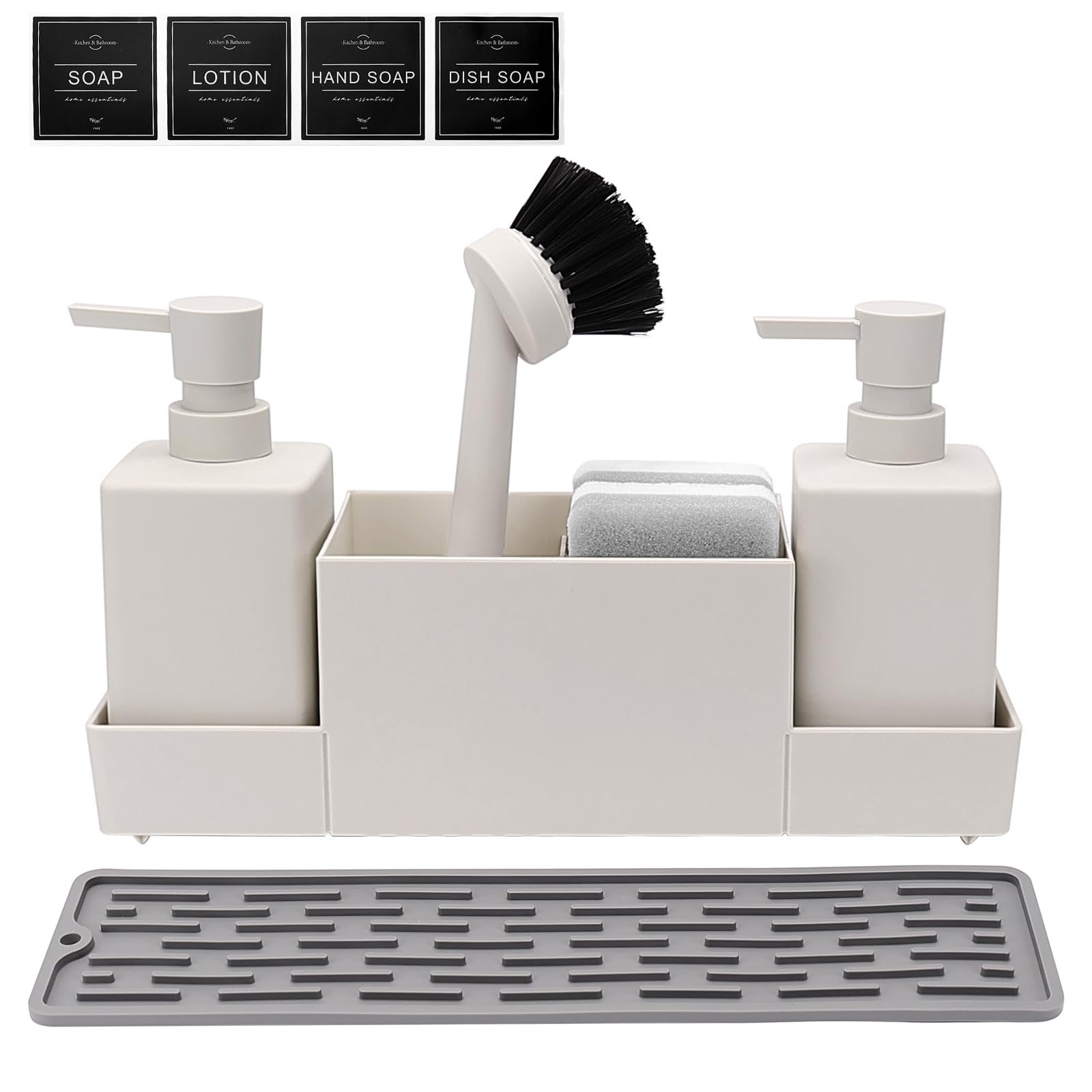 Twinkle Moment – Set Da 2 Organizer Da Lavello Ad Asciugatura Rapida – Portasponza E Sapone Con Vassoio In Farina Fossile