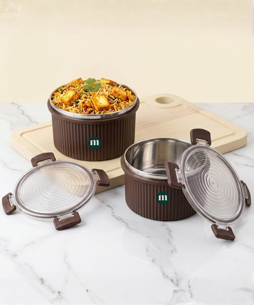 Maru Steel Tiffin Set - Leakproof Lunch Boxes -1 Maru Steel Tiffin Set - Leakproof Lunch Boxes -1