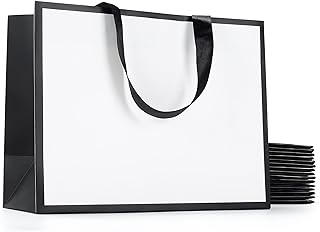 Black and White Gift Bags, YACEYACE 20Pcs 10.5