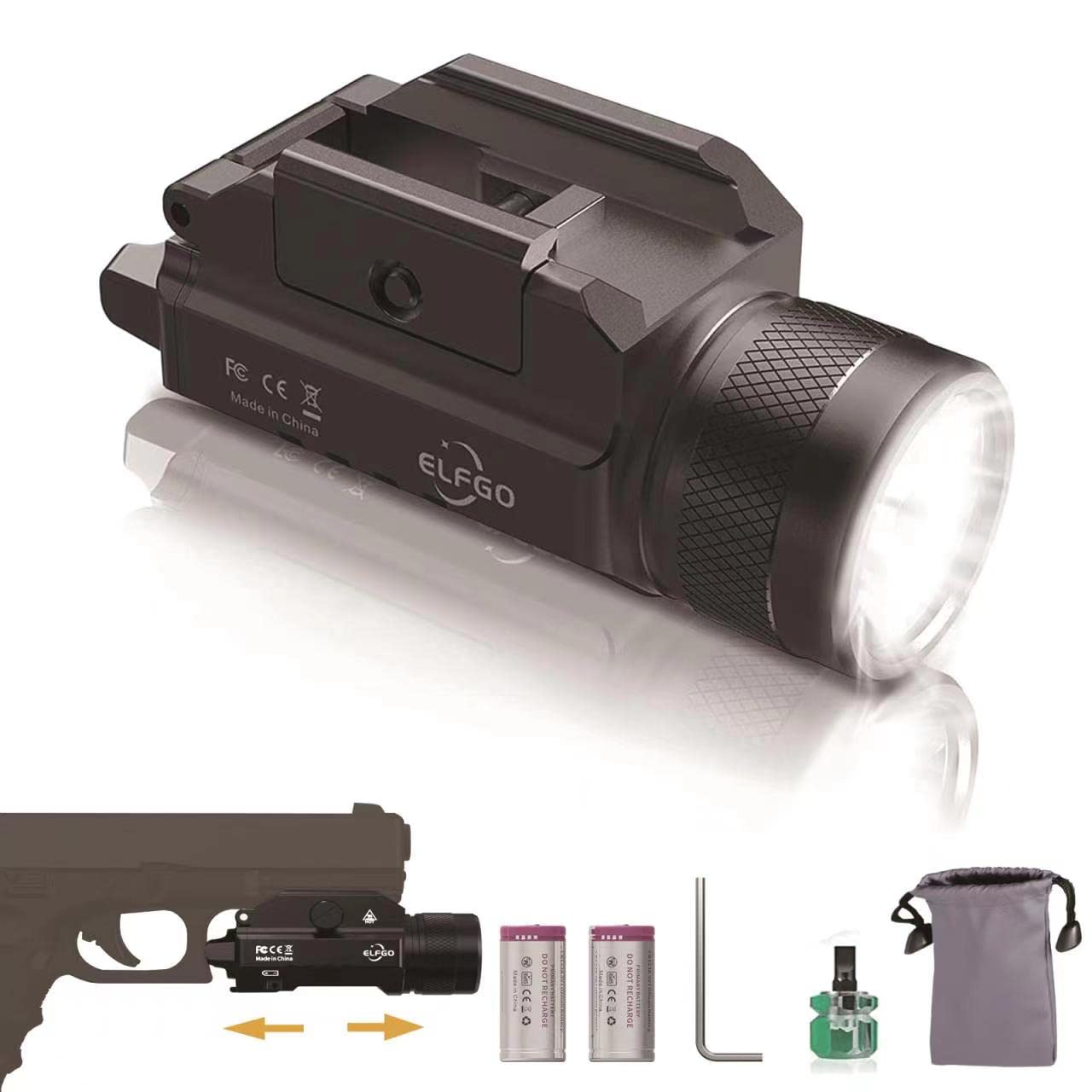 Buy ELFGO Pistol Light 1200 Lumens Weapon Light Compact LED Strobe