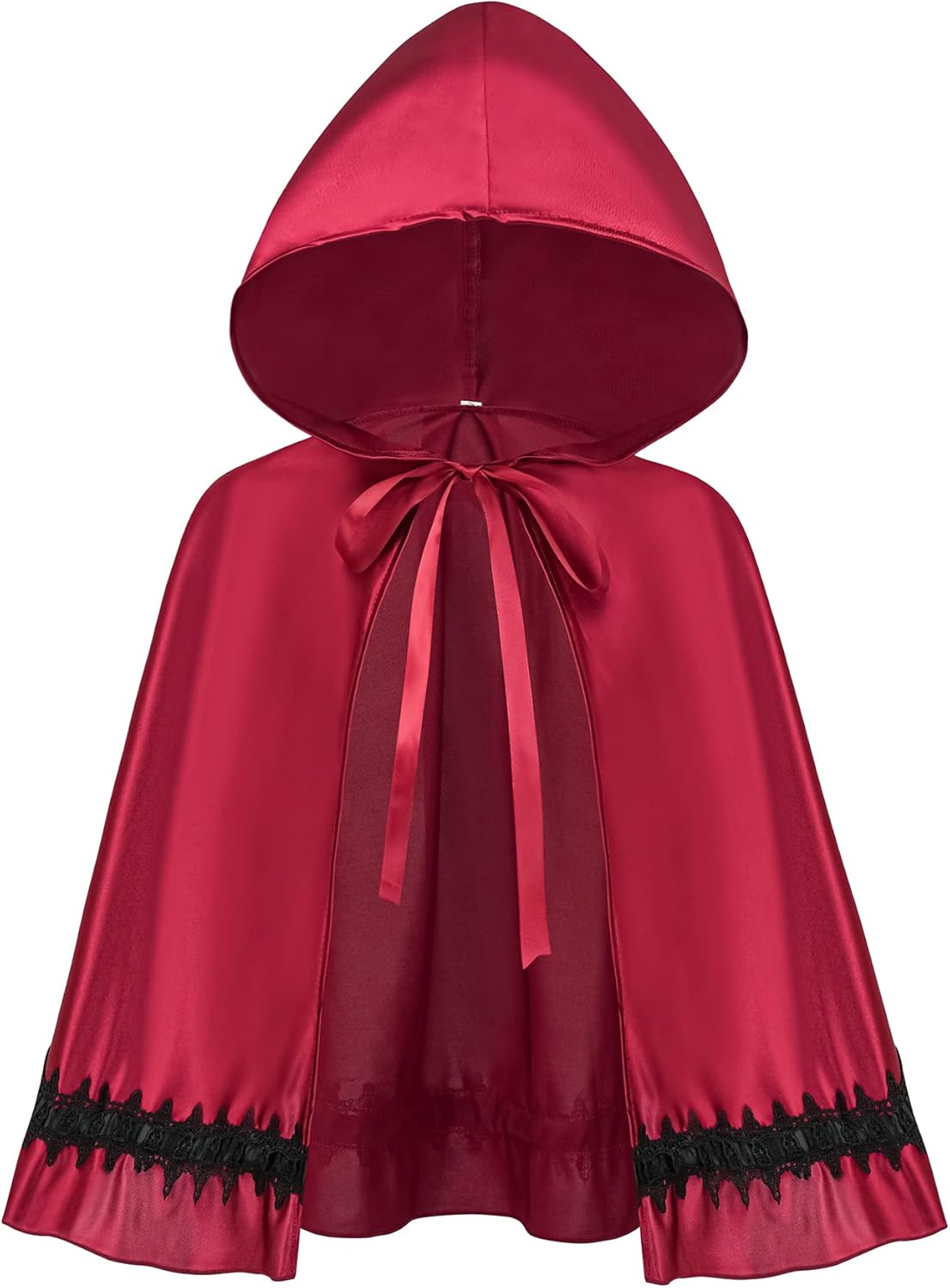 Halloween Costume for Women, Adult Red Dress with Cape Basket Gloves and Net Tights Accessories - Image 3