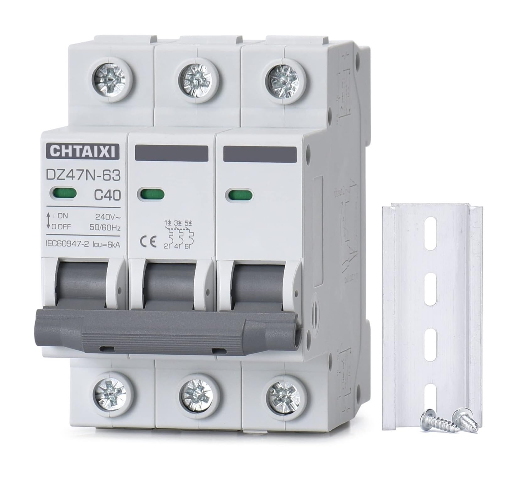Disjoncteur magnéto-thermique MCB C63 3P 40 Amp sur rail DIN
