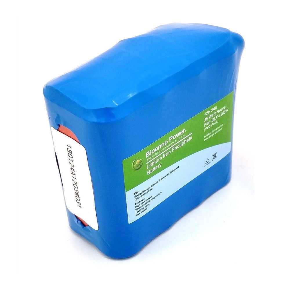 Bioenno Power 12V, 3Ah LFP Battery (PVC, BLF-1203W)