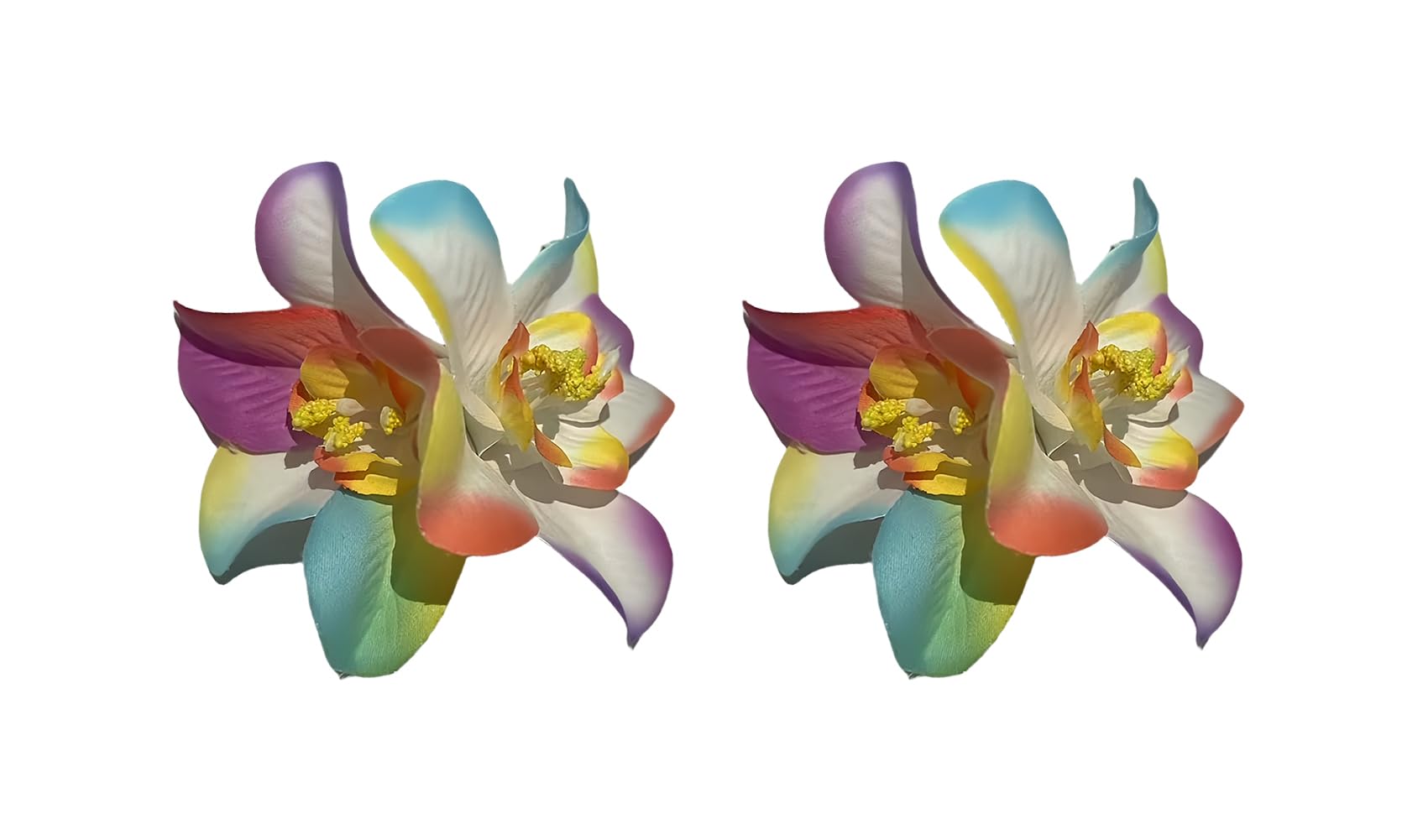 Lofruiin Women's Bohemian Double Orchid Hair Clip Beach Vacation Head Flower Hair Clip Simulated Flower Hair Decoration Edge Clip (2, Colorful)