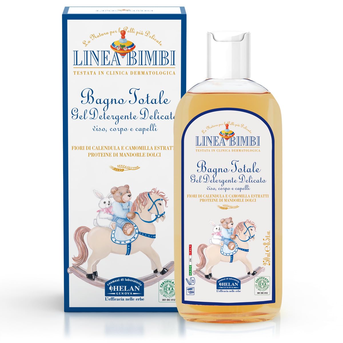 Helan, Prime Coccole, Confezione Regalo Nascita, Linea Bimbi - Amido di Riso, Bagno Olio Addolcente, Bagno Totale, Balsamo Labbra, Crema e Olio Emolliente, Pan di Mais, Pasta Lenitiva e Talco Liquido