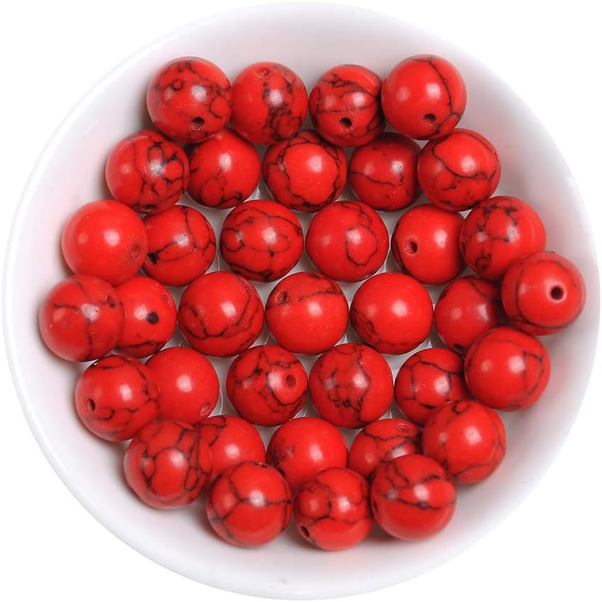 Natural Stone Beads 8mm Red Turquoise Gemstone Round Loose Beads Crystal Energy Stone Healing Power for Jewelry Making DIY,1 Strand 15" - Image 4