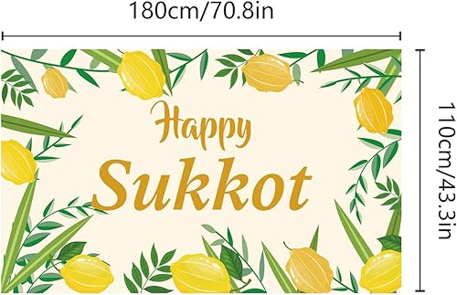 Miniatura 4 de Cartel de fondo de Happy Sukkot con 70.8 x 43.3 pulgadas, pancarta de fondo de Happy Sukkah, fondo de fotografía judía Etrog Lulav para cabina de