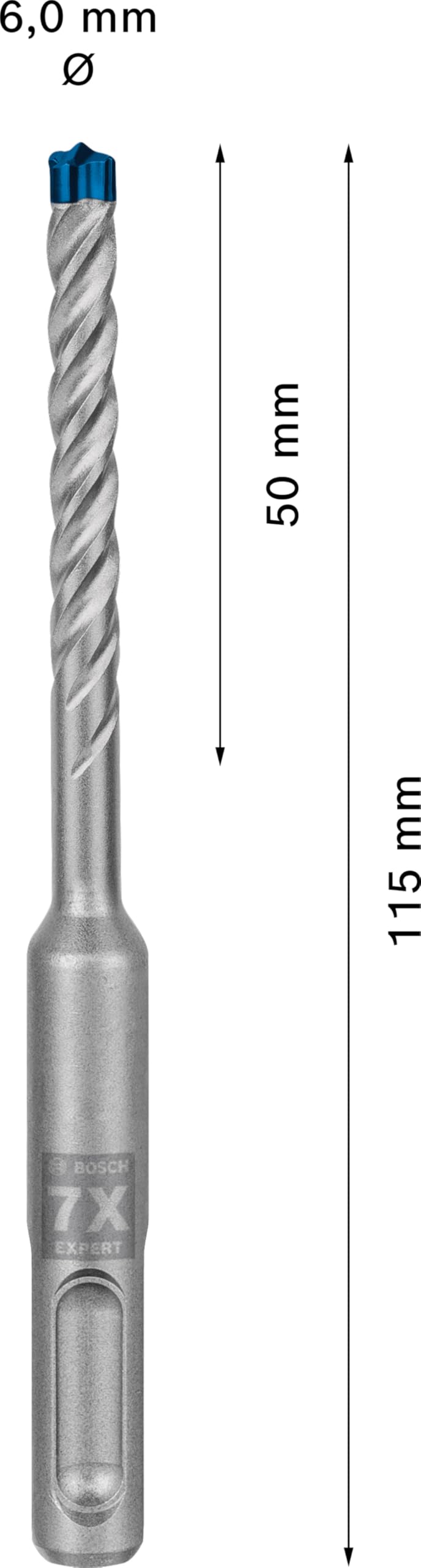 Bosch Professional 10x Brocas para martillo Expert SDS plus-7X (para Hormigón armado, Ø 6.00 x 115 mm, accesorios Martillo perforador rotativo)