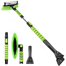 43" Ice Scraper for Car Windshield, Snow Brush with Squeegee, 3 in 1 Snow Removal for Cars with Foam Grip and 180 Pivoting Brush Head for Auto Truck SUV