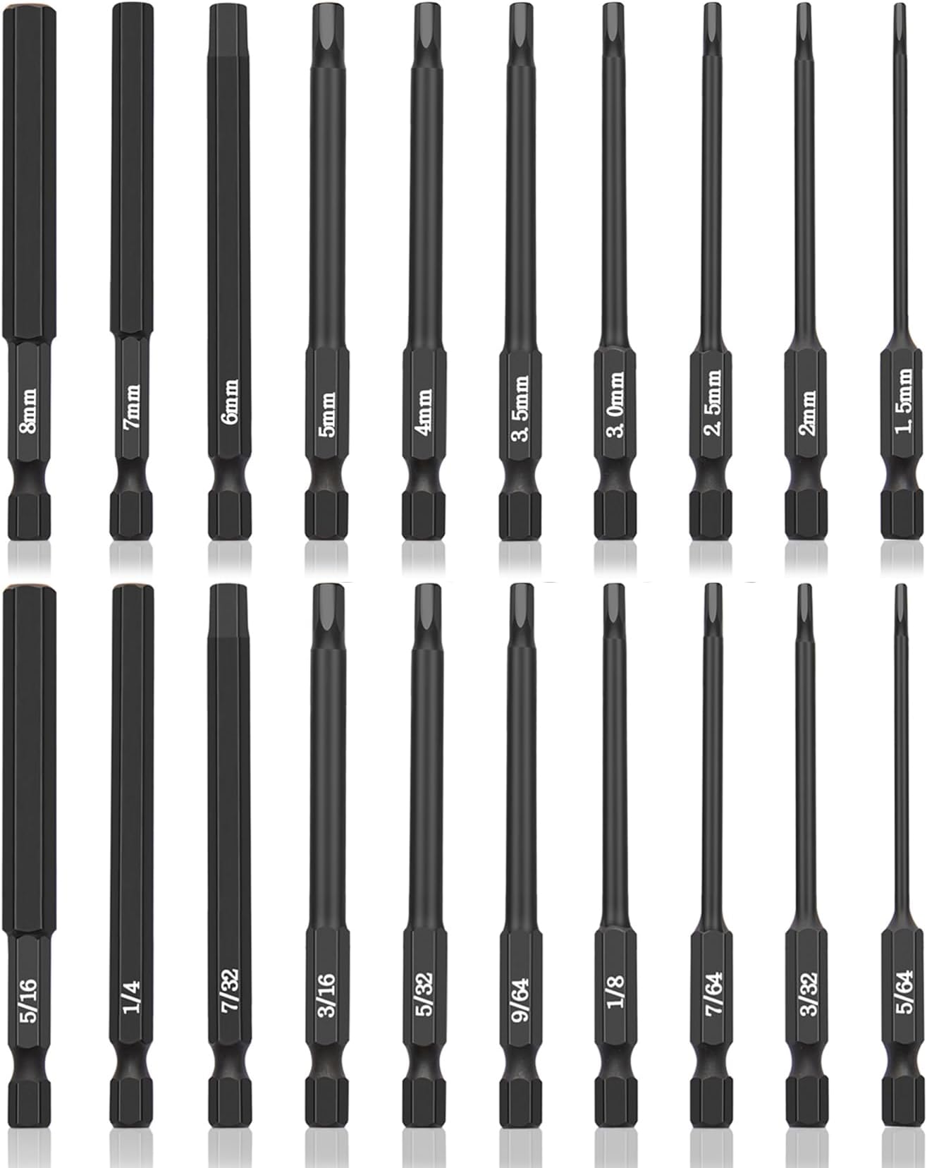 Hex Allen Wrench Bit Set Metric Imperial SAE Screwdriver Electric Power Drill Adapter Driver Key Socket Security Magnetic Tip - 1420 - View #5