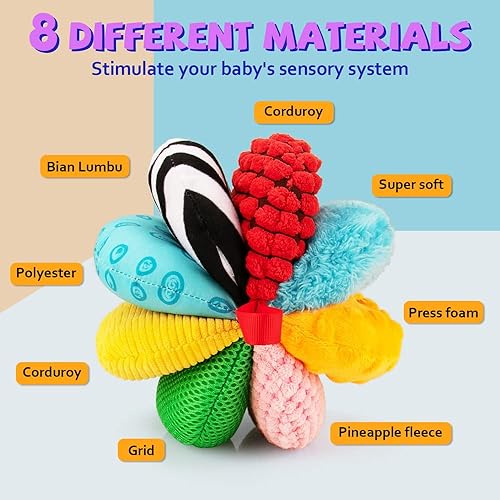 Miniatura 10 de 8-in-1 Sensory Balls for Infant Toddlers,Rainbow Fabric Baby Toy for Sensory Development,Montessori Toys for Babies 6-12 Months,8 Different Sensory
