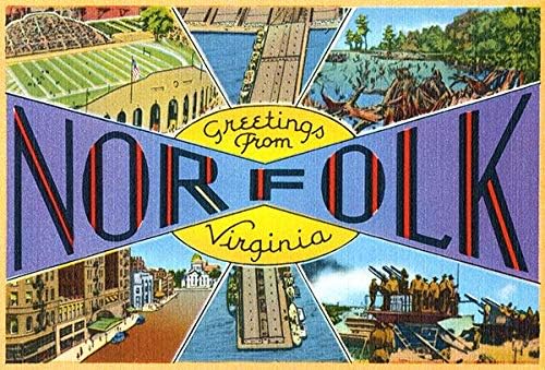 Greetings from Norfolk, Virginia - 1930's - Vintage Postcard Poster