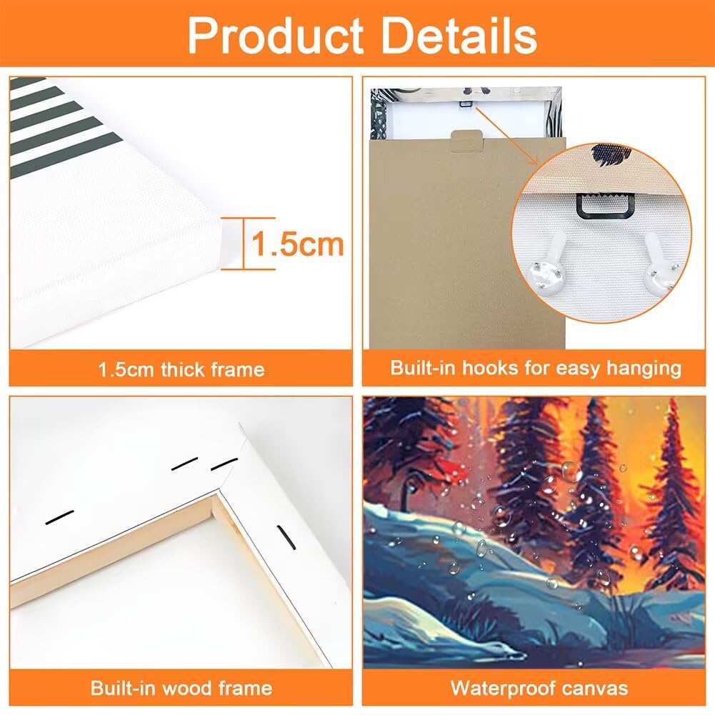 Leinwand Bilder mit Rahmen, 3Pcs Aurora Wandbilder Wohnzimmer Set, 40 x 50 cm x 3 Pcs Leinwand Bilder Landschaft Wanddeko Schlafzimmer, Wandbilder mit Haken für Wanddeko Wohnzimmer, Geschenke, -2269