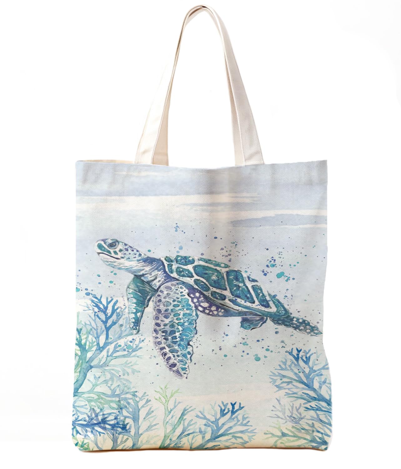 Zeghk Sea Turtle Gifts, Canvas Tote Bag, Beach Gifts for Women Turtle Lovers, Beach Tote Bags for Women, Reusable Grocery Bags Shopping Bags