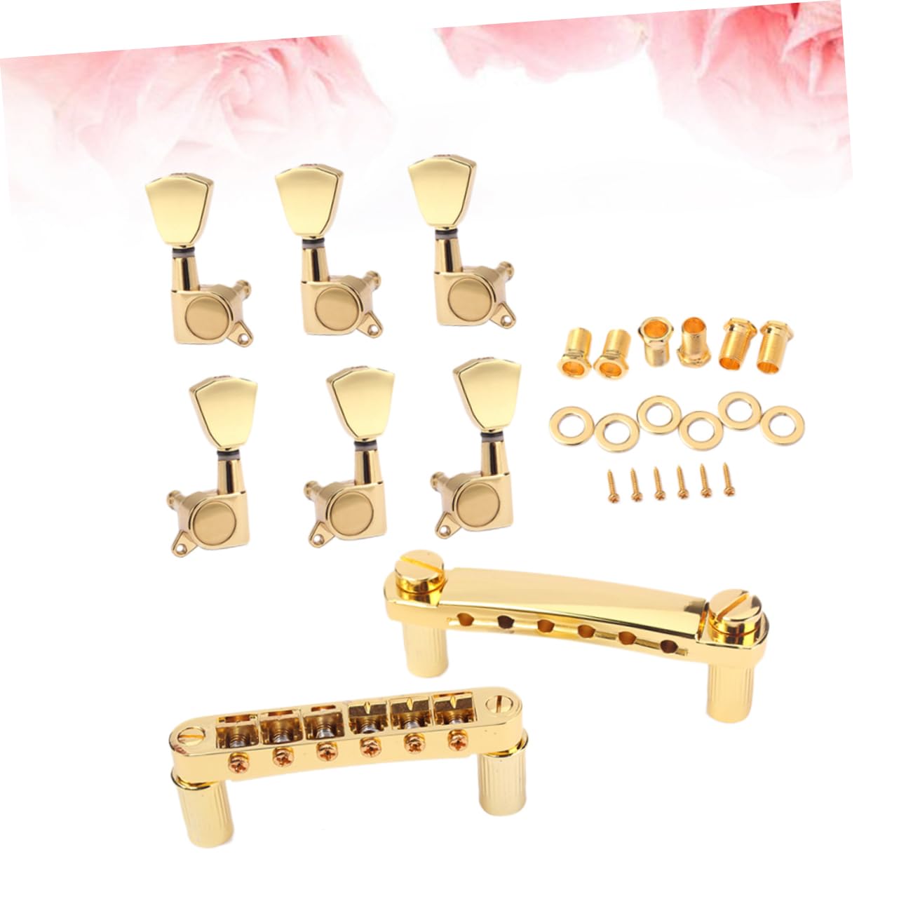 Goldener Gitarrensteg mit 3 Linken und 3 Rechten Stimmwirbeln für Ukulele und E-gitarre