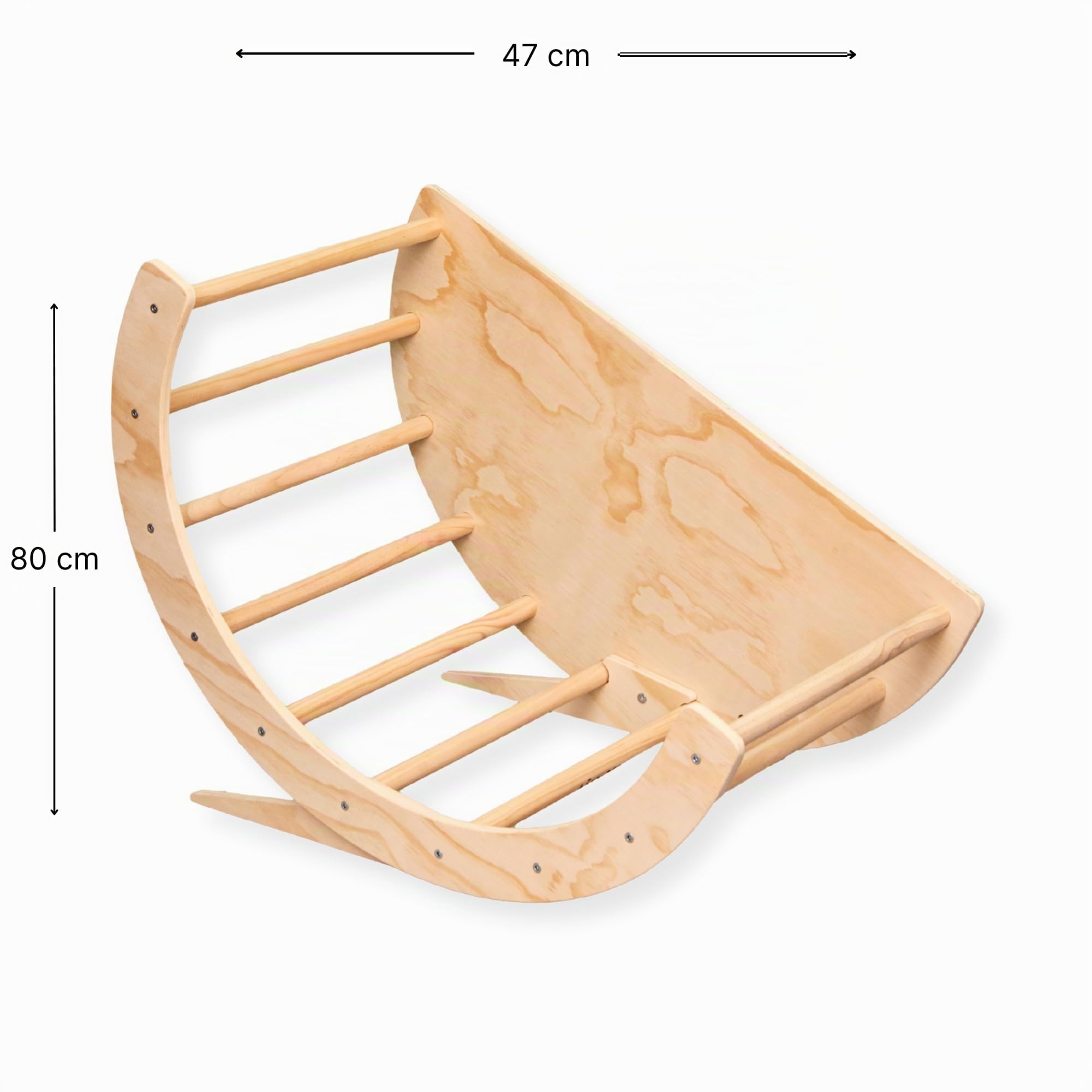 2-in-1 Kletterbogen mit Kissen – Spielbogen aus Holz – Montessori Klettergerüst – 80x47x58 cm – Natur