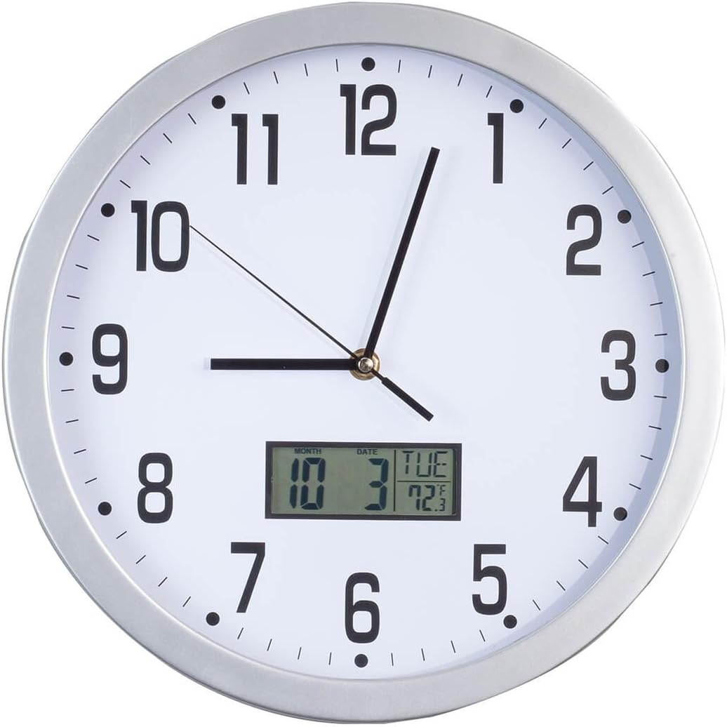Fox Valley Traders Easy-Read 12" Multifunction Wall Clock