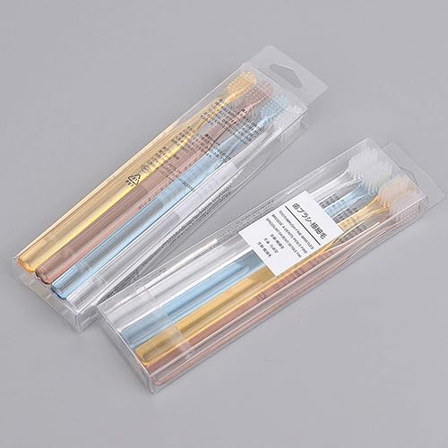 Miniatura 7 de Artibetter Cepillo de dientes de cerdas suaves de plástico transparente con mango de cristal de cabeza pequeña, cepillo de dientes portátil de