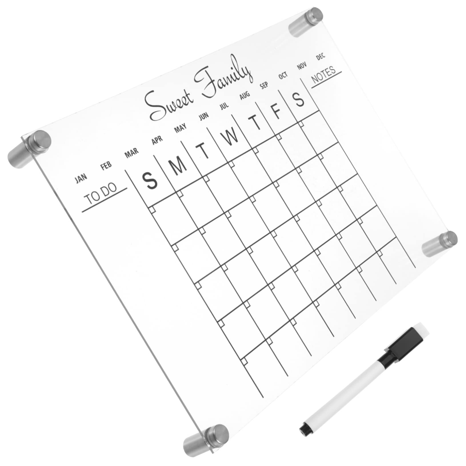 CAXUSD 1set Acrylic Clear Dry Erase Board Calendar for Fridge Weekly Planner Memo Board Lightweight Transparent Message Writing for Home Office Kitchen Use