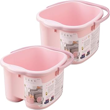 Inomata Chemical 9474 Foot Bath, Senka Womens 2-Piece Set, Pastel Pink, Made in Japan, Foot Size Up to 10.2 inches 26 cm, Capacity 3.7 gal 12 L, for Rooms, Easy, Foot, Cold Protection, Stylish