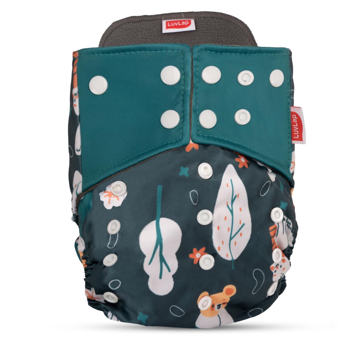 LuvLap Reusable Baby Cloth Diaper, Double Leak Guard, High Absorption, Quick dry, Stain-Proof Comfort & Protection, 3m+, adjustable waist & height with snap buttons, Absorbent insert, Green bunny
