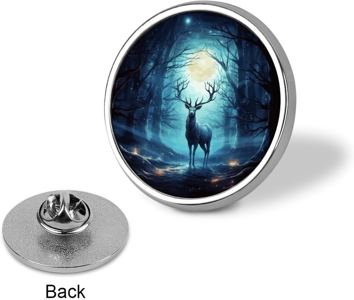 Moonlight Deer Lapel Pin Round Badge Brooch Pin for Clothes image 3