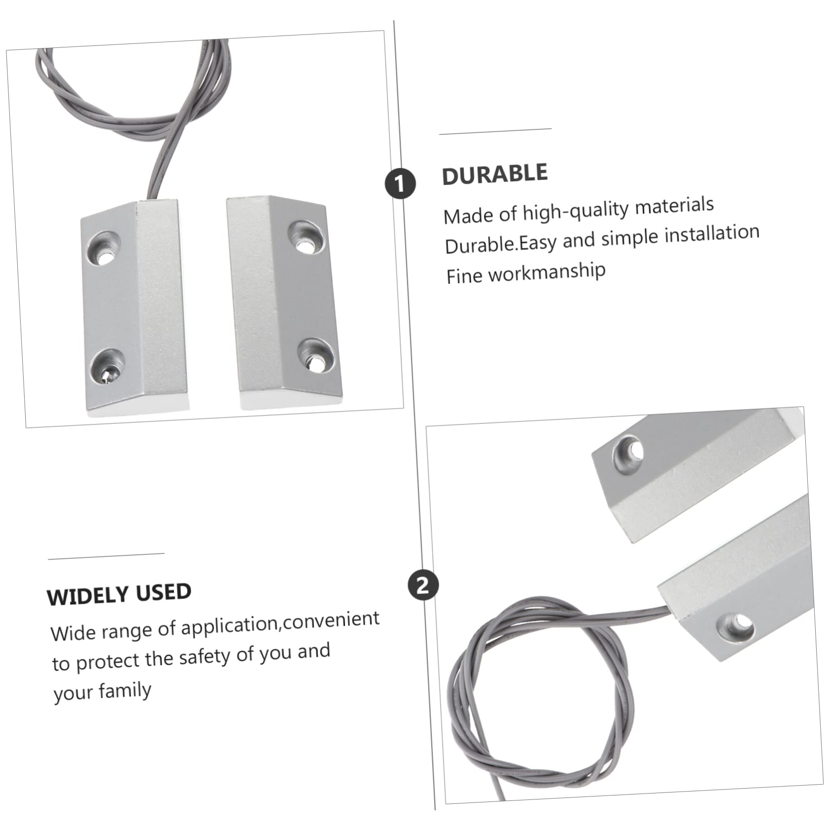 Tofficu 3 Juegos sensor movimiento Alarmas de puerta magnéticas con cable imán induccion inducción imanes para puertas detector de alarma de puerta equipo del dispositivo detector Silver