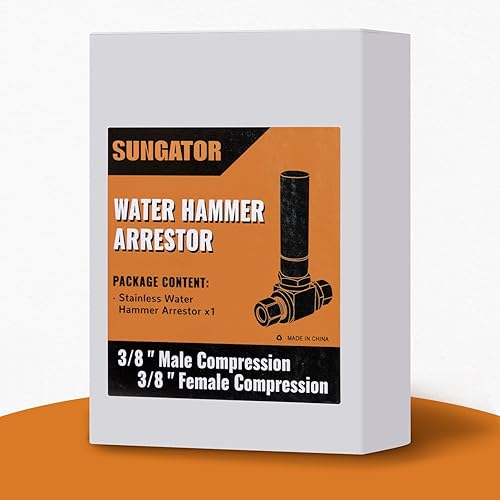 Miniatura 7 de SUNGATOR Martillo de agua de 38 pulgadas, 38 pulgadas macho Comp. × 38 pulgadas hembra Comp. Tee de acero inoxidable para lavavajillas, inodoro,