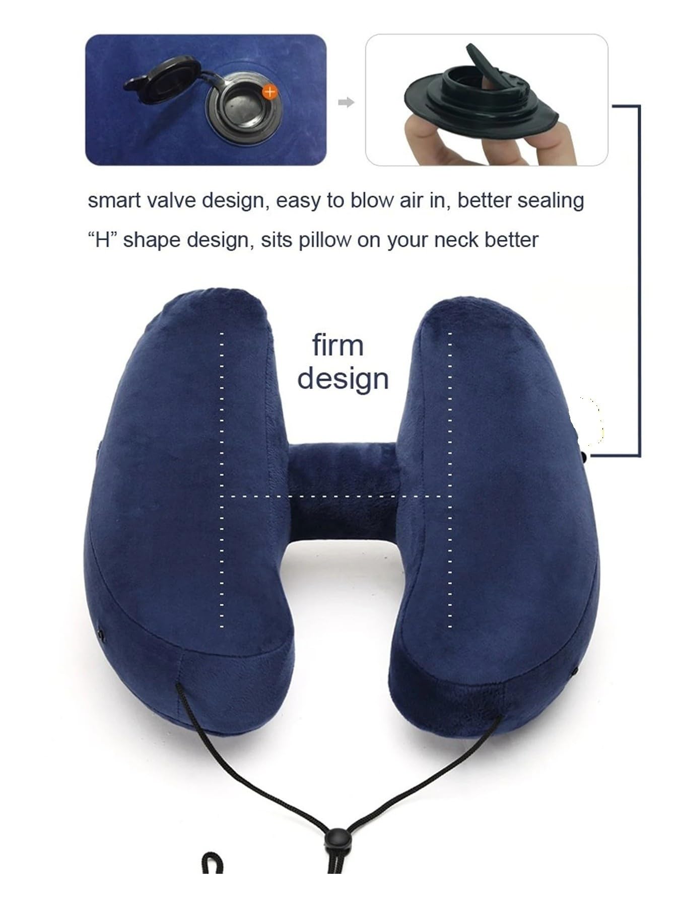 Inflatable U-Shaped Travel Neck Pillow with Hooded Cap