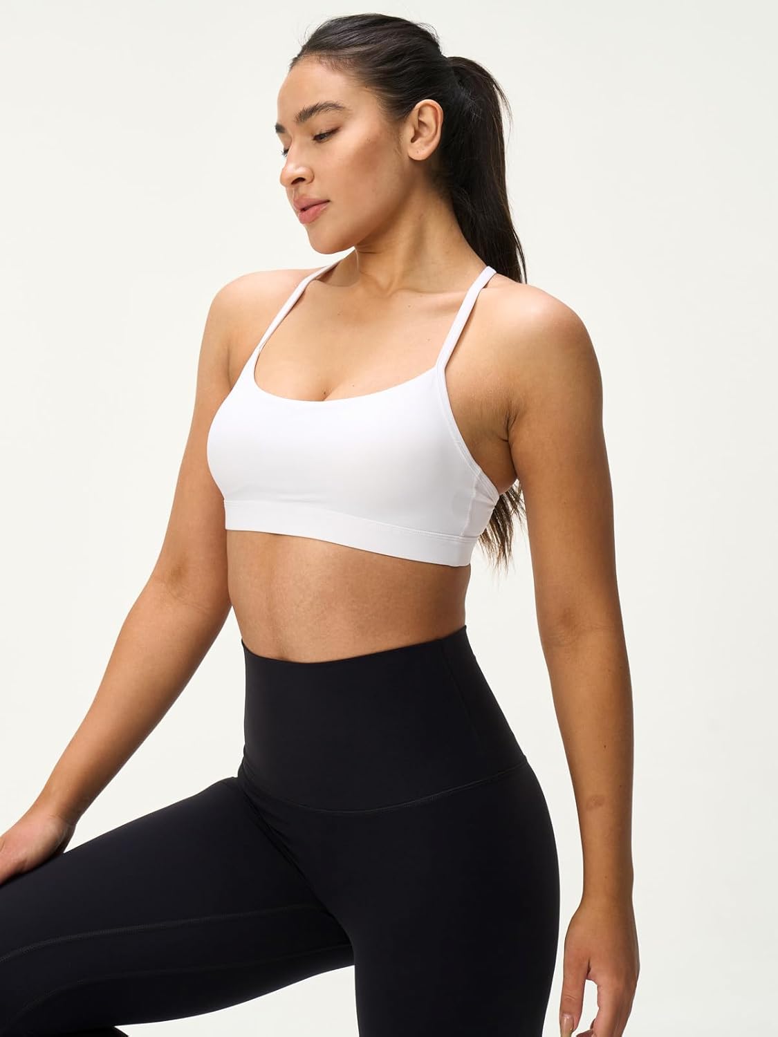 Womens Y Back Padded Sports Bra Strappy U Neck Butter Soft Low Impact Workout Bras Yoga Pilates Walking - Image 4