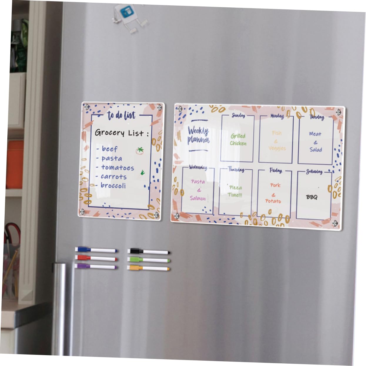 VILLCASE Planungstafel Für Kühlschrank Magnetisch Abwischbar Acryl Wochenplaner Kühlschranktafel Memo Notizboard Hausplaner Organisationstafel