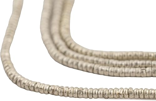 TheBeadChest - Cuentas etíopes Heishi de metal blanco (juego de 2)