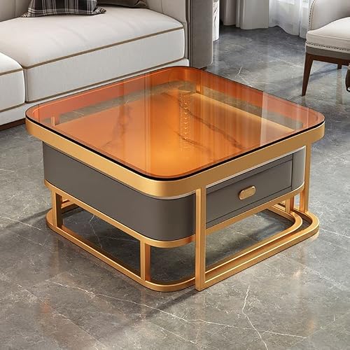 Craftthink Coffee Table, Modern Style 17.72" Tall Glam Style Coffee Cocktail Table Metal Frame 2 Nesting Coffee Table For Living Room - White Orang 28" L X 28" W X 18" H + 24" L X 24" W X 15" H #TOP4